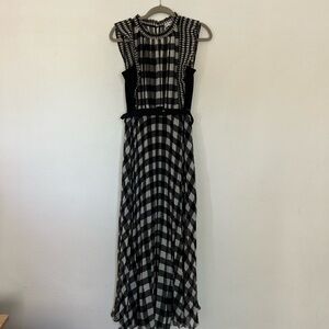 Self-Portrait Black and White Check Maxi Dress